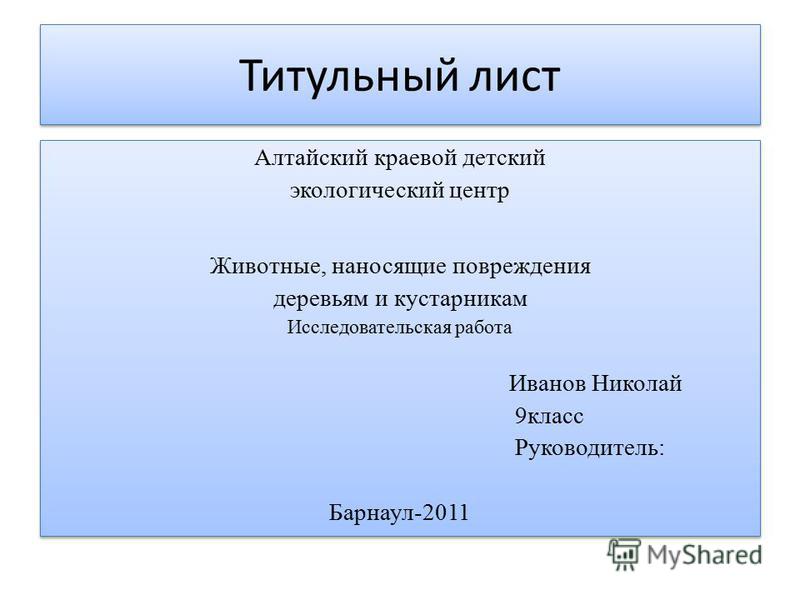 Титульник презентации