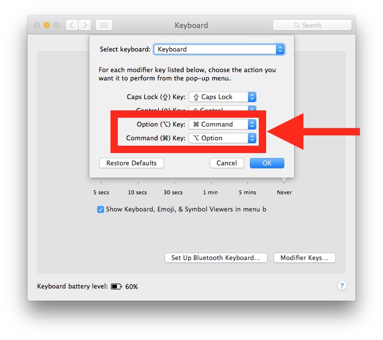 Use Windows PC Keyboard on Mac with remapped modifier keys