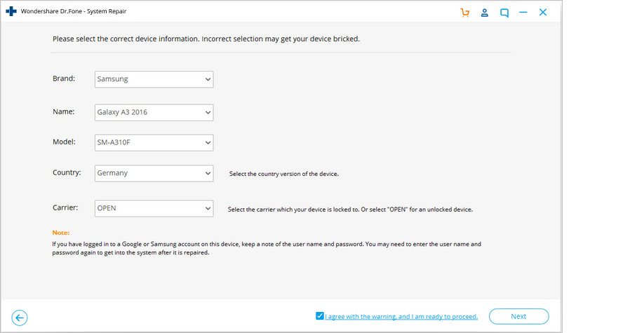 fix Wifi Authentication Error by selecting option by selecting device info