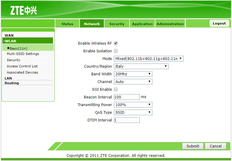 WIFI панель ZTE