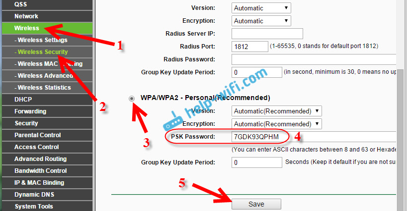 Смена пароля Wi-Fi сети на Tp-link TL-WR841N