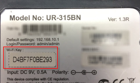 Заводской пароль Wi-Fi на UPVEL UR-315BN