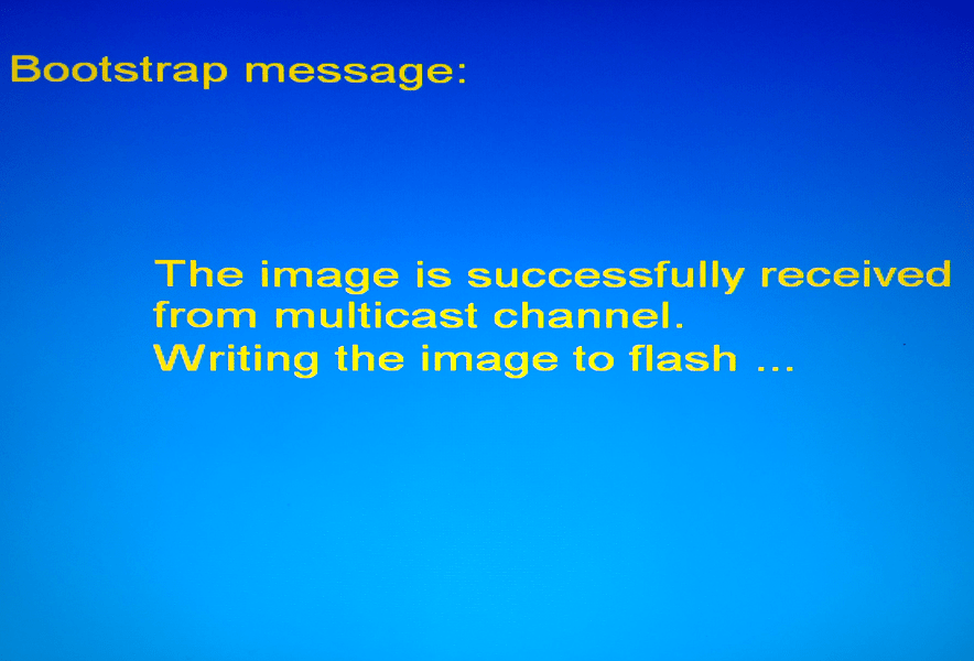 MAG 250 BIOS Bootstrap message Writing image to flash