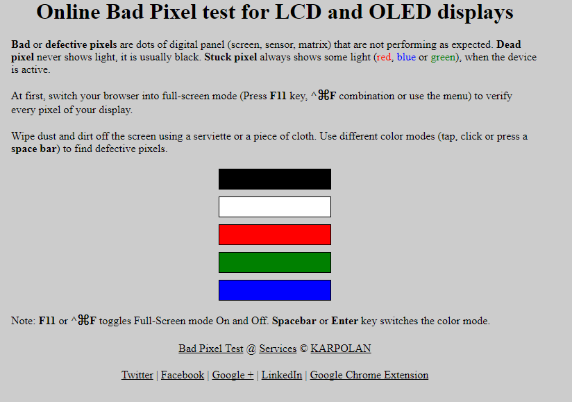 Bad Pixel Test
