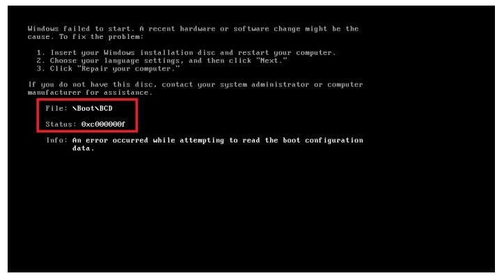 File boot bcd status 0xc000000e при установке с флешки