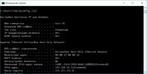  Командная строка ipconfig