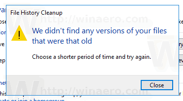 File History Clean Up Versions Shorter Period