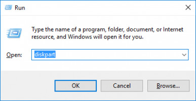  Windows Run tool - run diskpart.