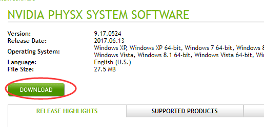 Physx driver is not found что делать