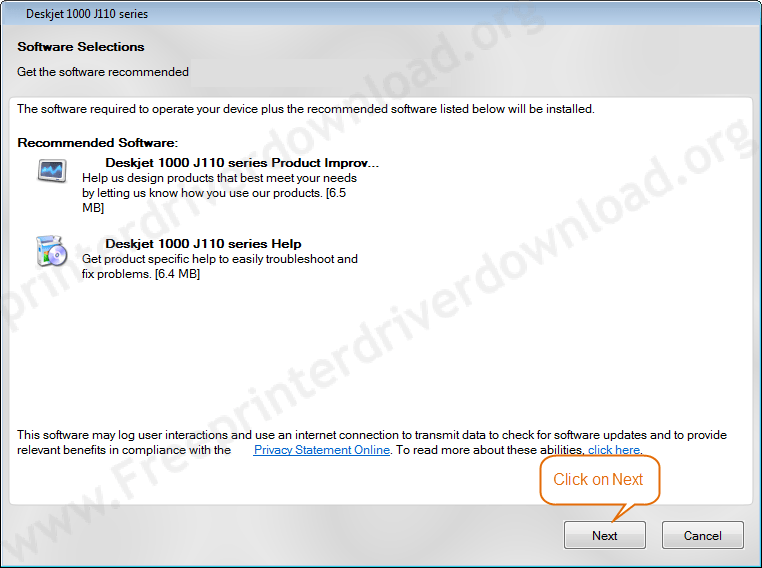 Printer Driver Installation Guide 7 Click on Next install