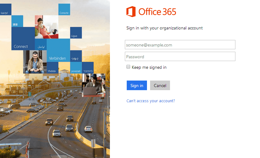 office365 sign in page