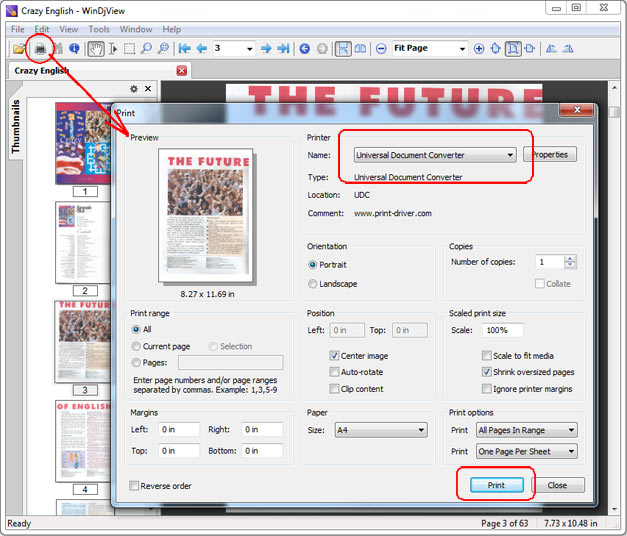 Convert DjVu to PDF