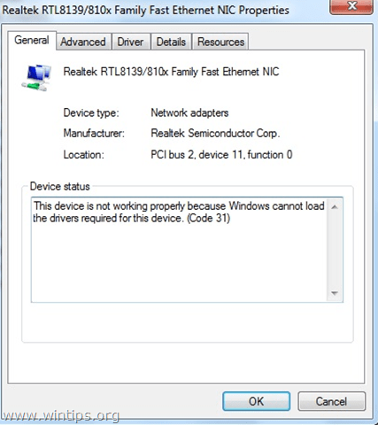 Network Adapter Code 31